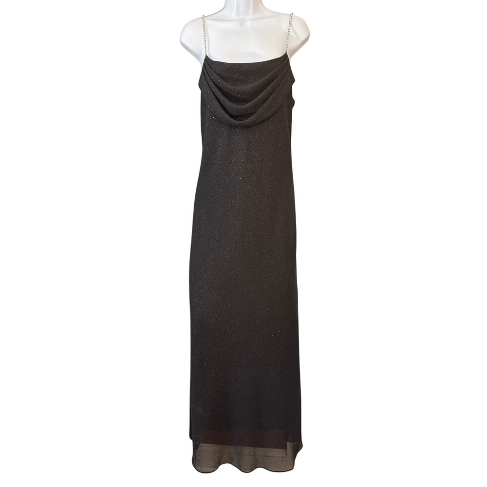Vintage Onyx Nite Gown Y2K Prom Glam Rhinestone Cowl Neck Evening Dress 625814